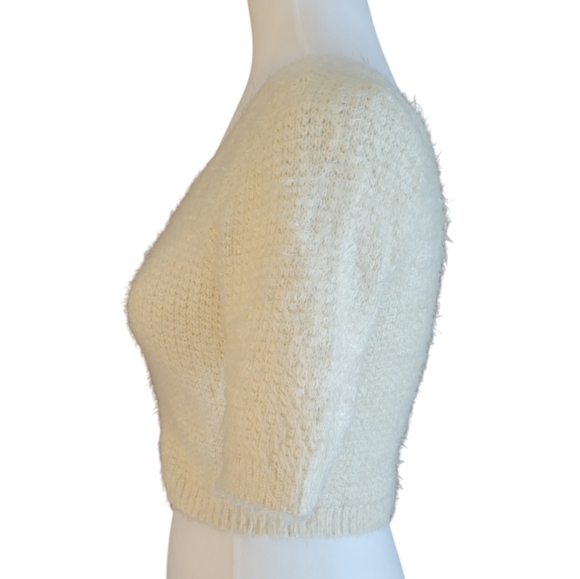 KENDALL & KYLIE CROPPED EYELASH KNIT CHENILLE SWEATER - Picture 6 of 9